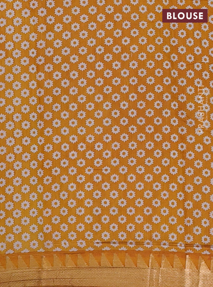 Green & Mustard Yellow Semi Maheshwari Cotton Saree