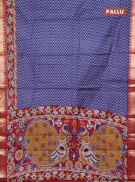 Blue & Maroon Semi Maheshwari Cotton Saree