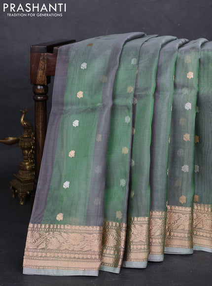 Beige & Green Banarasi Tissue Silk Saree