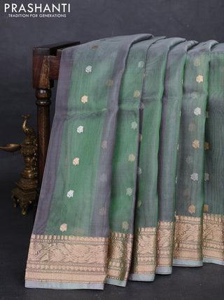 Beige & Green Banarasi Tissue Silk Saree