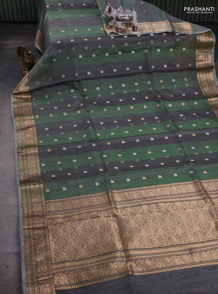 Beige & Green Banarasi Tissue Silk Saree