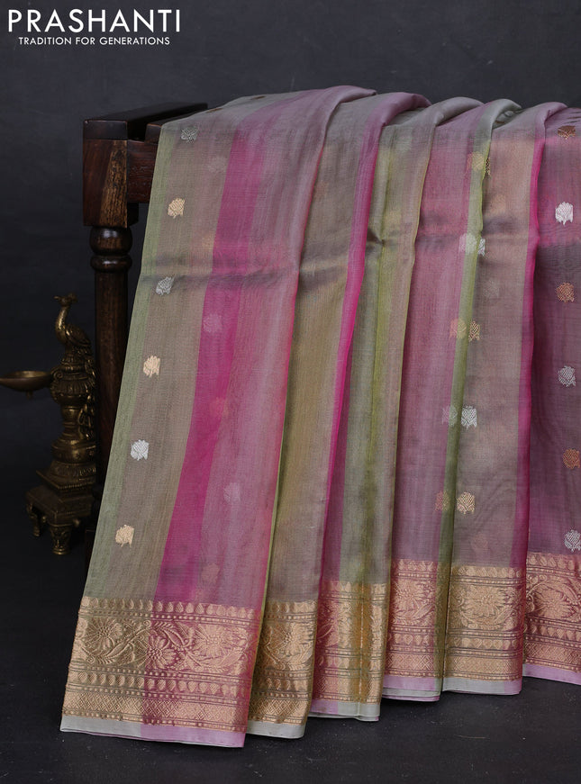 Pink & Green Banarasi Tissue Silk Saree