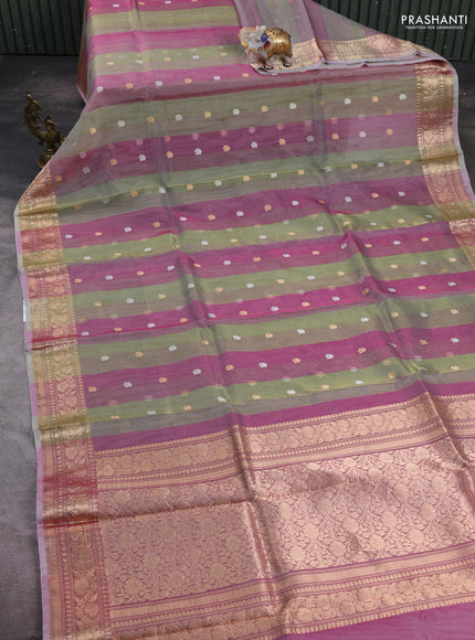Pink & Green Banarasi Tissue Silk Saree
