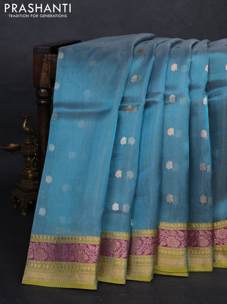 Blue & Green Banarasi Tissue Silk Saree