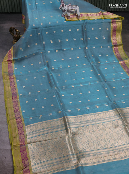Blue & Green Banarasi Tissue Silk Saree