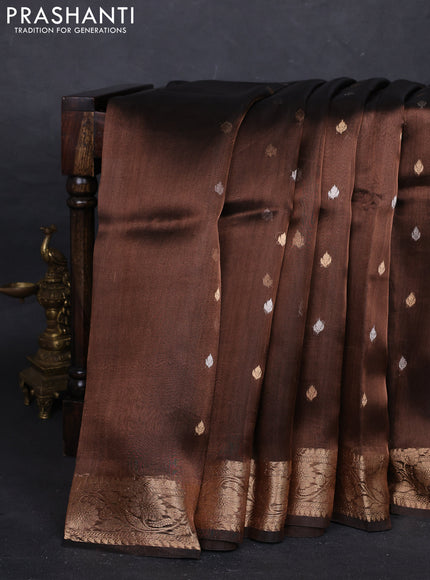 Brown Banarasi Tissue Silk Saree