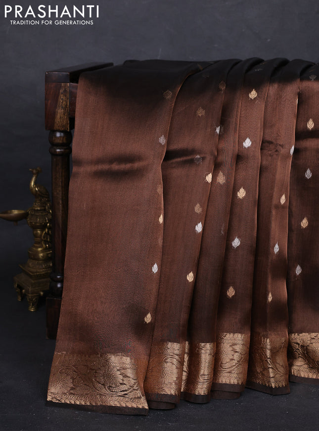 Brown Banarasi Tissue Silk Saree
