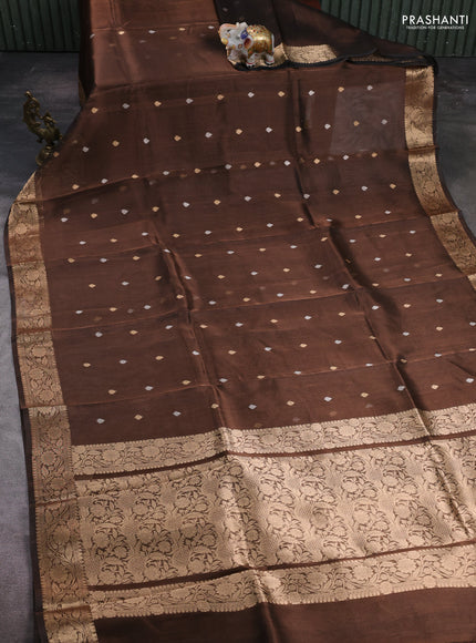 Brown Banarasi Tissue Silk Saree