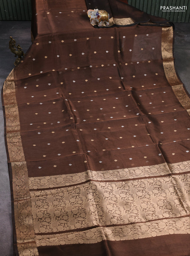 Brown Banarasi Tissue Silk Saree