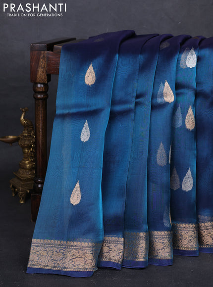 Blue Banarasi Tissue Silk Saree
