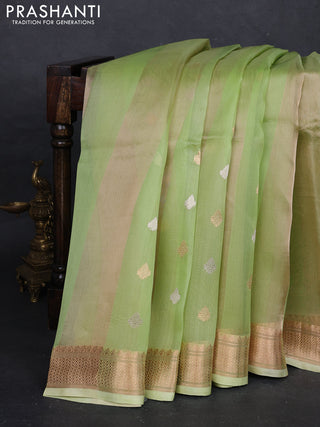 Pista Green Banarasi Tissue Silk Saree