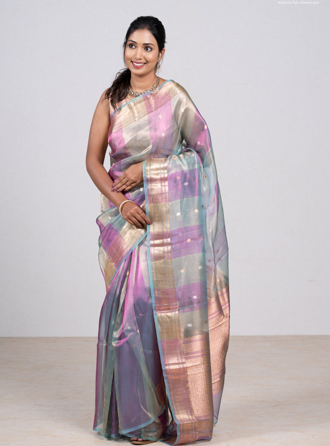 Blue Banarasi Tissue Silk Saree