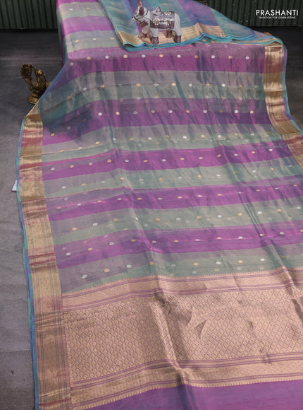 Blue Banarasi Tissue Silk Saree
