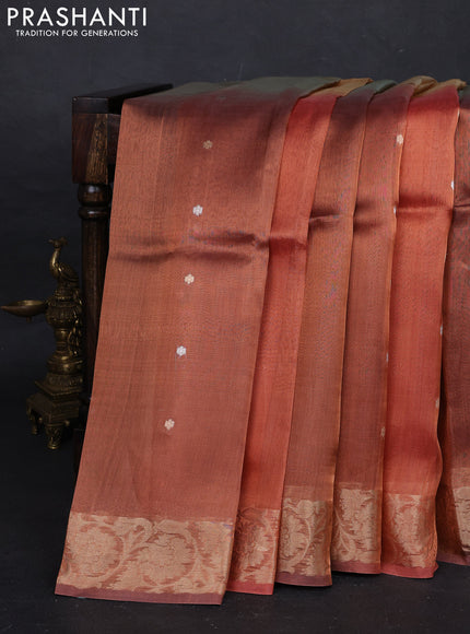 Peach Banarasi Tissue Silk Saree