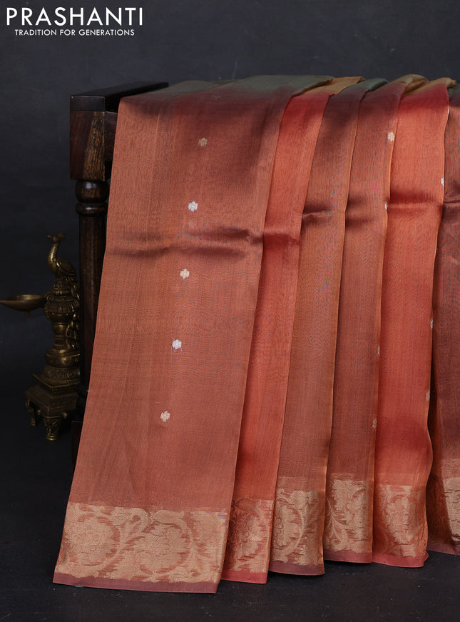 Peach Banarasi Tissue Silk Saree