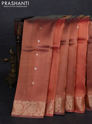 Peach Banarasi Tissue Silk Saree