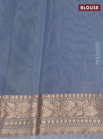 Grey & Green Banarasi Tissue Silk Saree