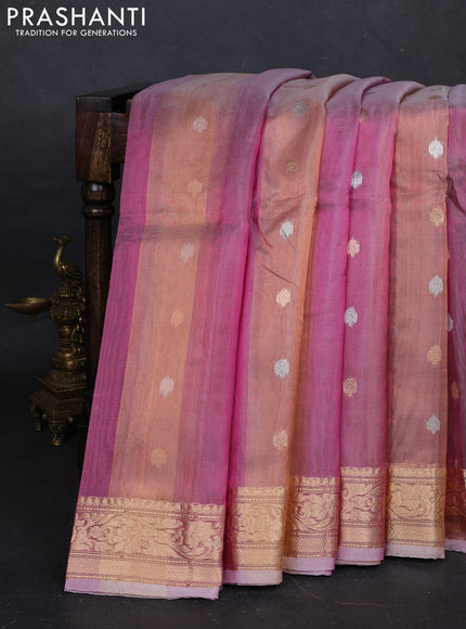 Pink & Yellow Banarasi Tissue Silk Saree