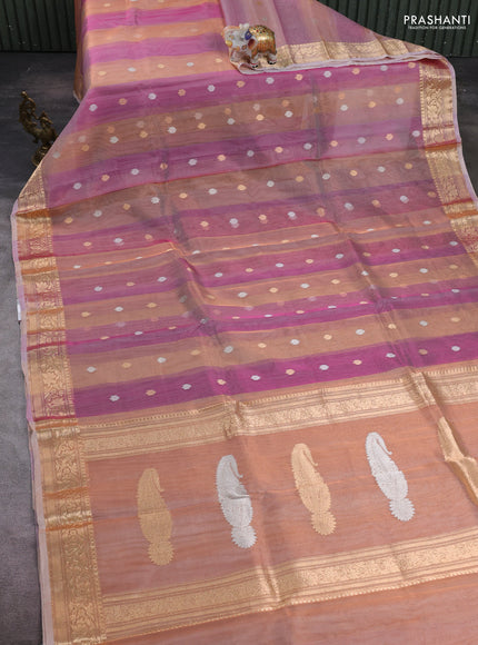 Pink & Yellow Banarasi Tissue Silk Saree