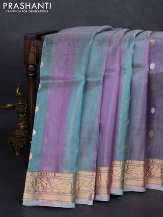 Pink & Teal Green Banarasi Tissue Silk Saree