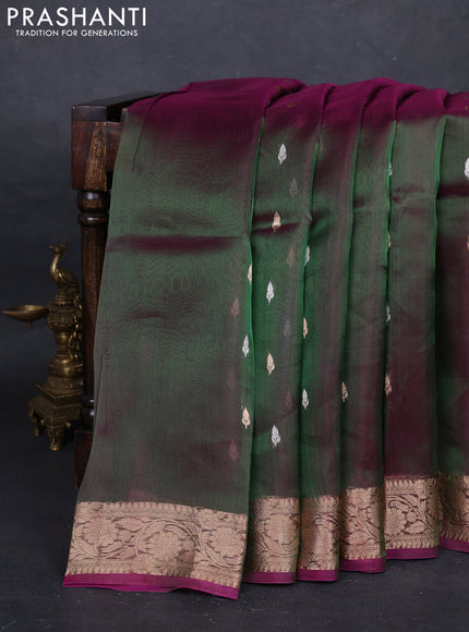Purple Banarasi Tissue Silk Saree