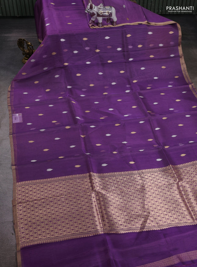 Purple Banarasi Tissue Silk Saree