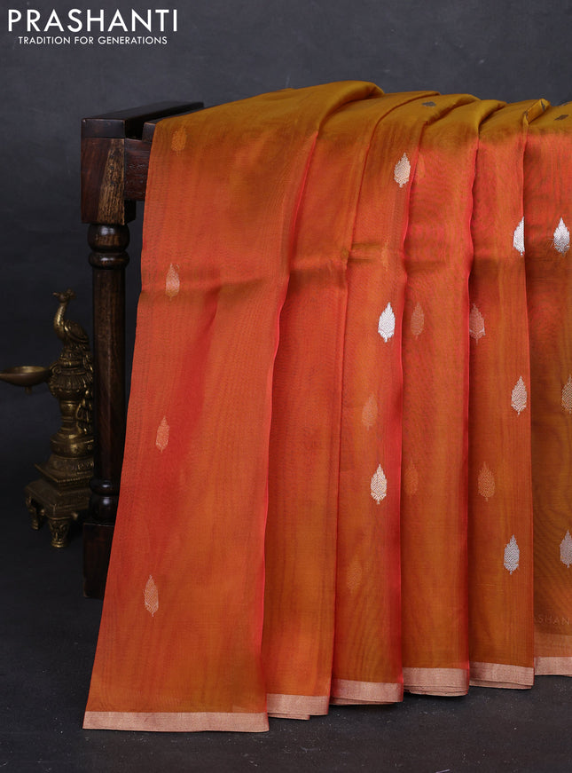 Orange Banarasi Tissue Silk Saree