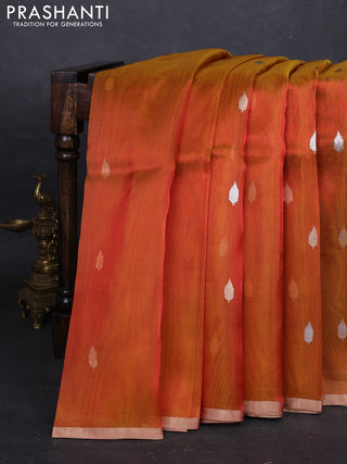 Orange Banarasi Tissue Silk Saree