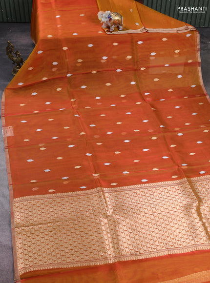 Orange Banarasi Tissue Silk Saree