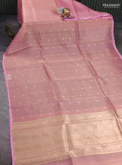 Pink Banarasi Tissue Silk Saree