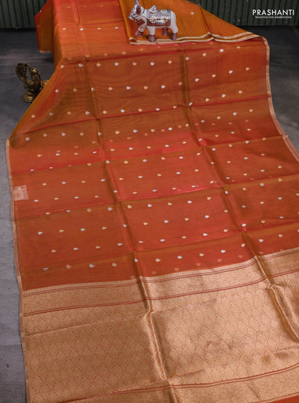 Orange Banarasi Tissue Silk Saree