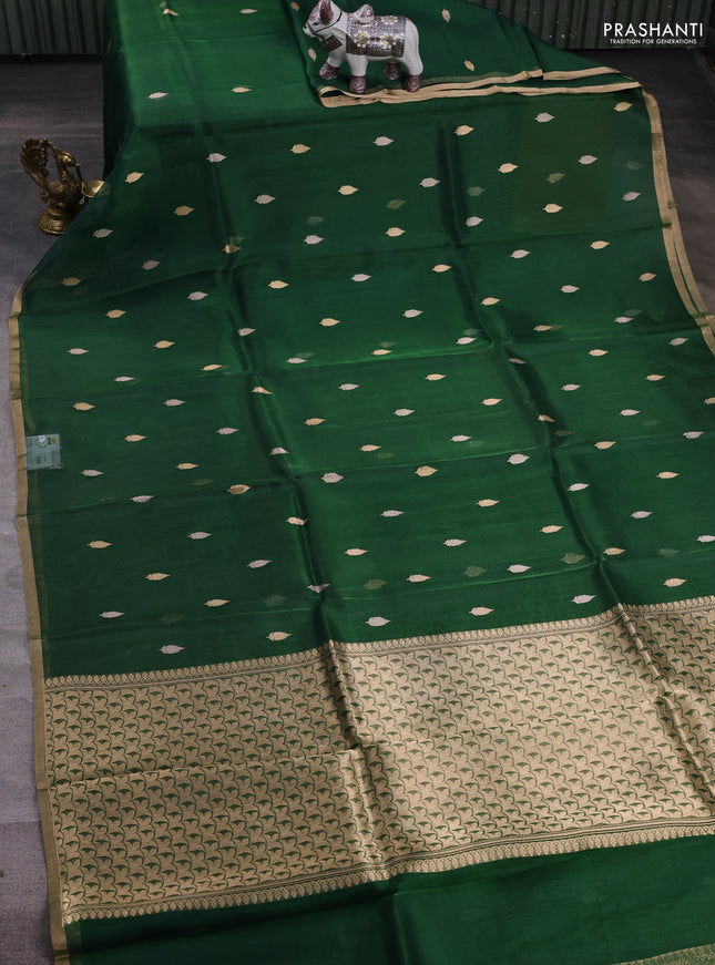Green Banarasi Tissue Silk Saree