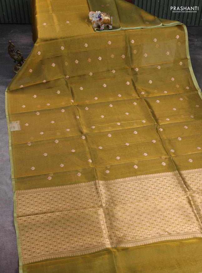 Mehendi Green Banarasi Tissue Silk Saree