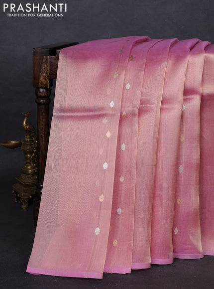 Pink Banarasi Tissue Silk Saree