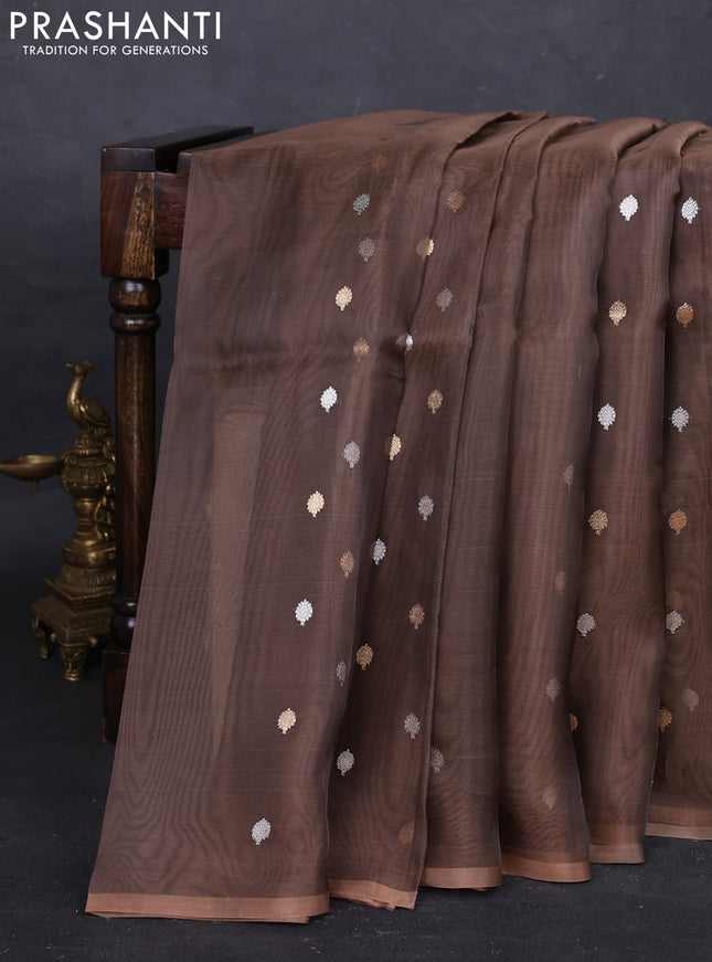 Peach Banarasi Tissue Silk Saree