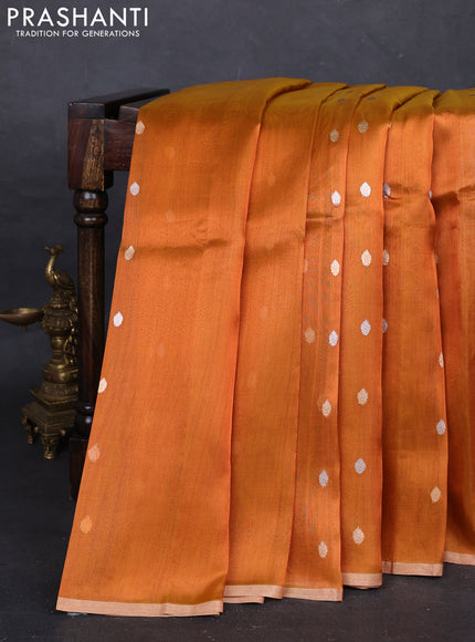 Rust Banarasi Tissue Silk Saree