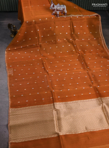 Rust Banarasi Tissue Silk Saree