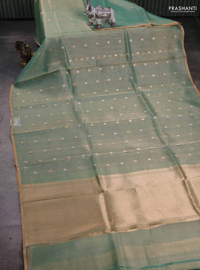 Teal Green Banarasi Tissue Silk Saree