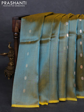 Teal Blue Banarasi Tissue Silk Saree