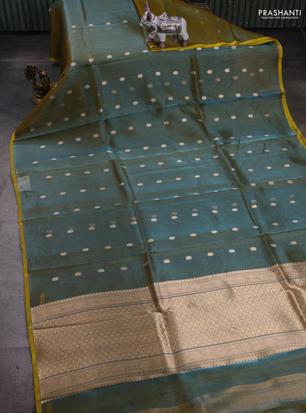 Teal Blue Banarasi Tissue Silk Saree
