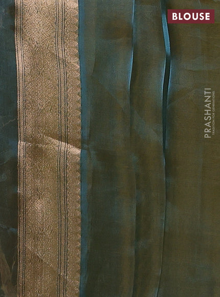 Teal Blue Banarasi Tissue Silk Saree