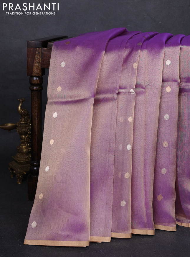 Purple Banarasi Tissue Silk Saree