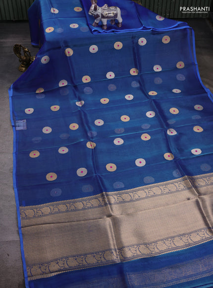 Blue Banarasi Tissue Silk Saree