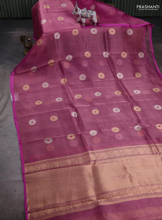 Magenta Pink Banarasi Tissue Silk Saree