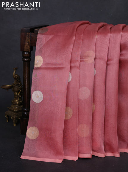 Peach Banarasi Tissue Silk Saree