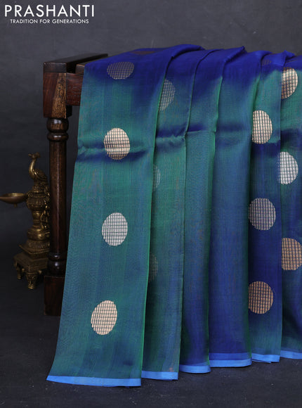 Teal Blue Banarasi Tissue Silk Saree