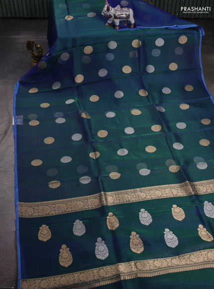 Teal Blue Banarasi Tissue Silk Saree