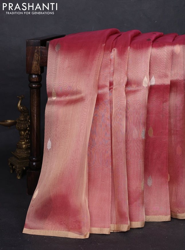 Pink Banarasi Tissue Silk Saree