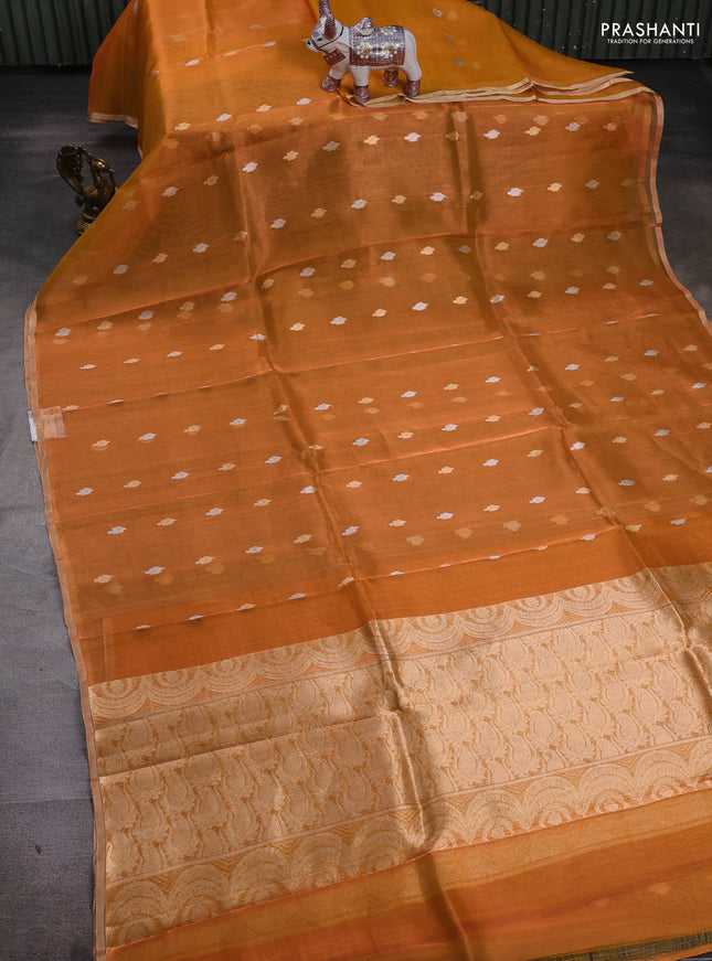 Orange Banarasi Tissue Silk Saree