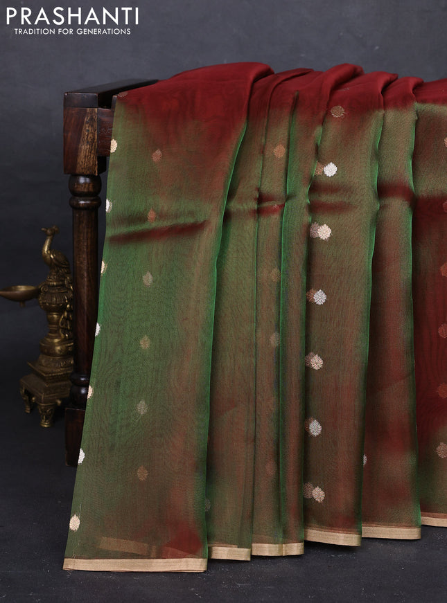 Maroon Banarasi Tissue Silk Saree